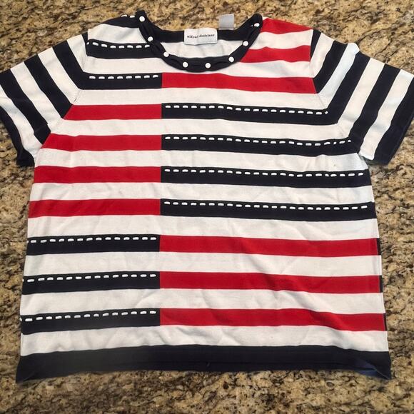 Alfred Dunner America Striped XL Red White Blue Short Sleeve - Picture 2 of 8